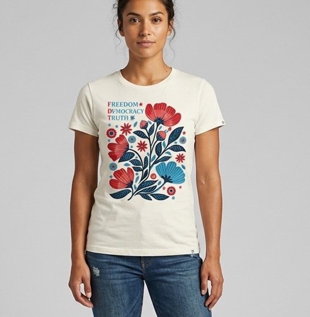 Freedom Democracy Truth Boho Tee, Wildflower FDT T-Shirt Port & Co. Medium